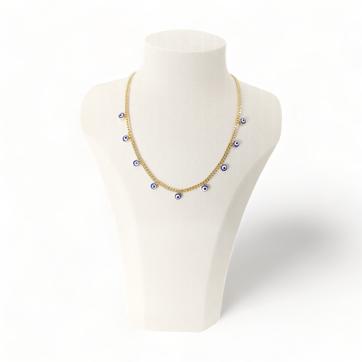COLLAR OJO TURCO DORADO AZUL CLASICO