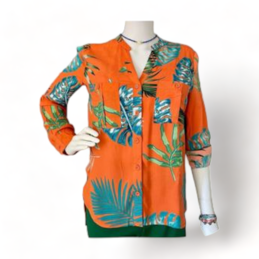 Blusa naranja hojas verde talla ch