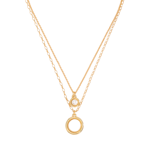 Collar Doble Dije Perla