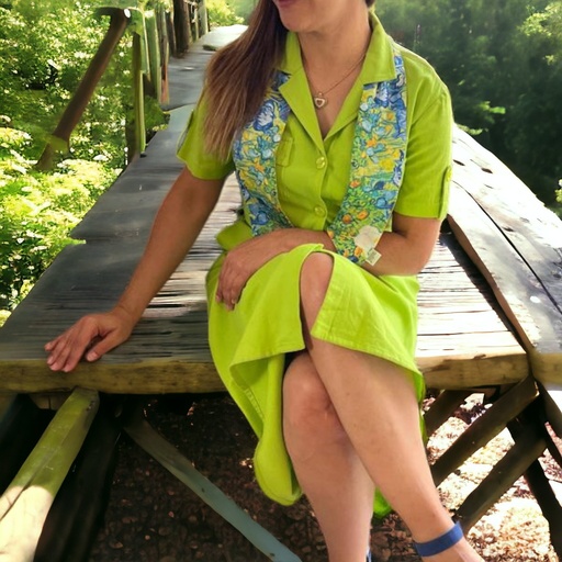 Vestido Verde Limón Con Banda Lirios